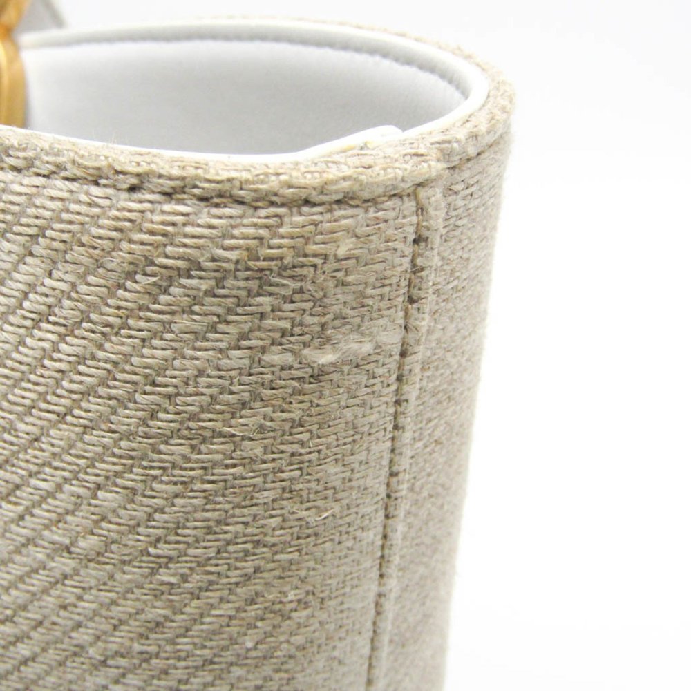 CHLOE MARCIE Beige White Leather Linen Tote Bag CHC23US651J9920H - Picture 7 of 11